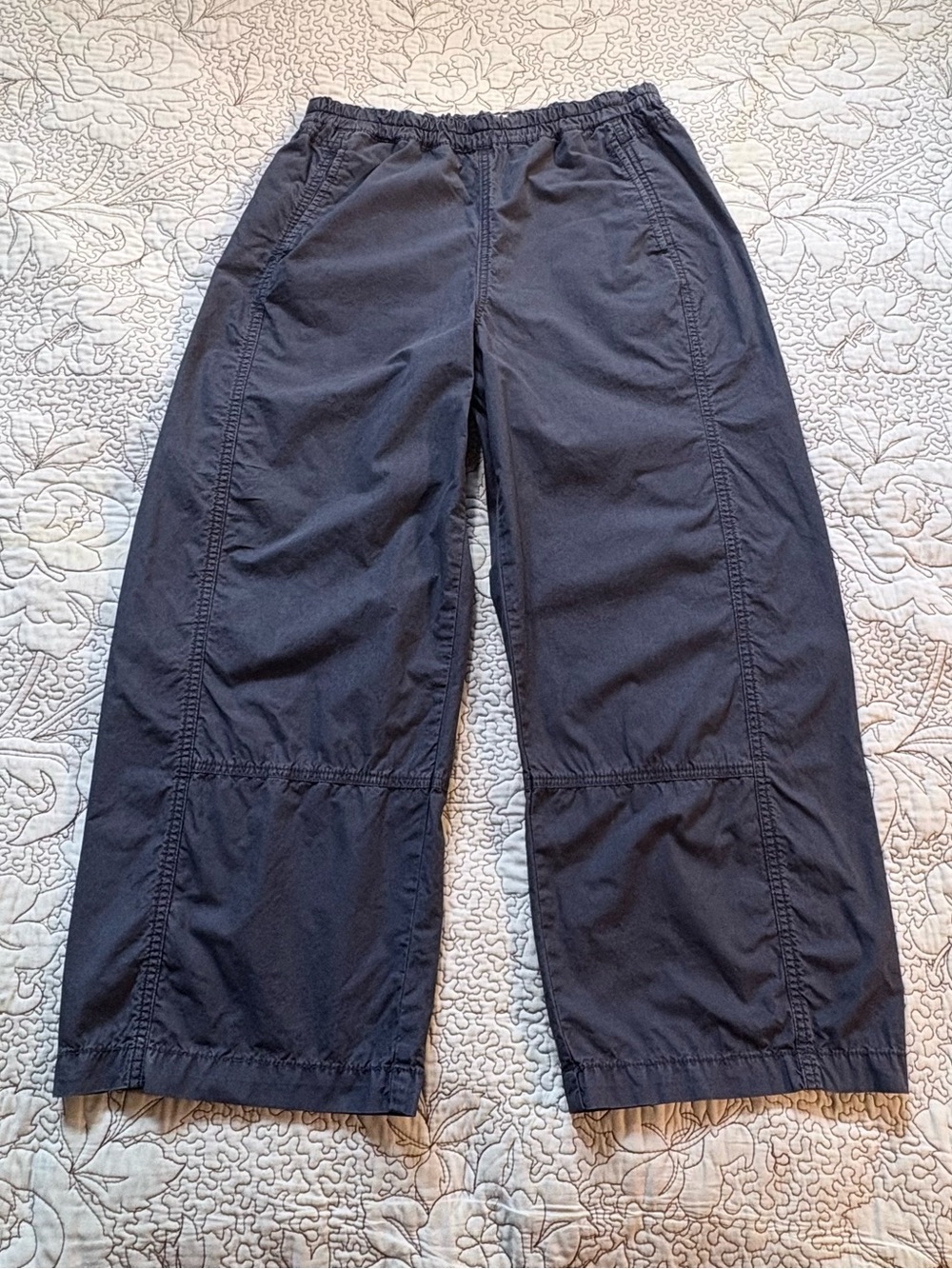 💥Pilcro by Anthropologie Pull-On Wide Leg Utility Pants Cotton Tencel Navy~S🧡 - Picture 2 of 12